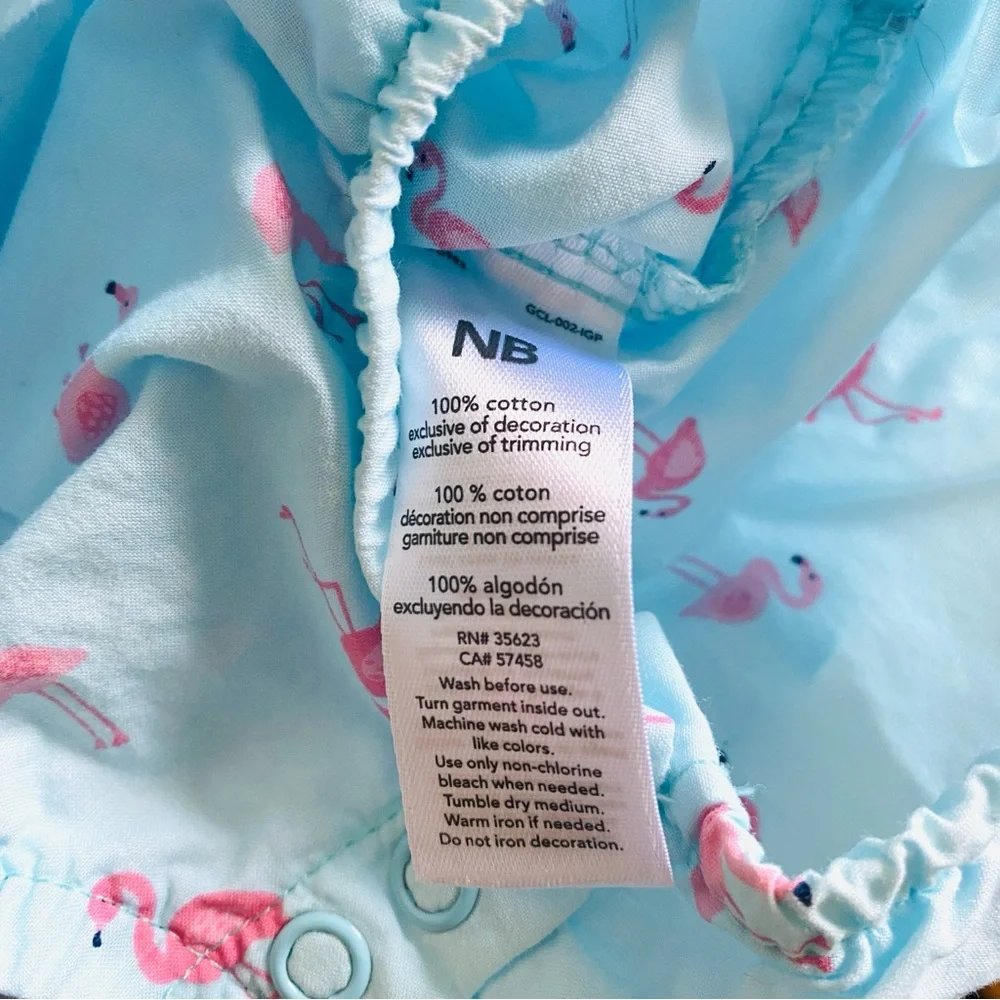 Carter's Newborn Baby Blue Pink Flamingo Print Dress One Piece Summer